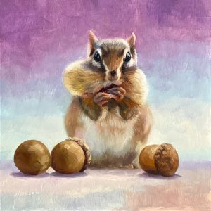 Painting Auction - Chipmunk and Acorns II